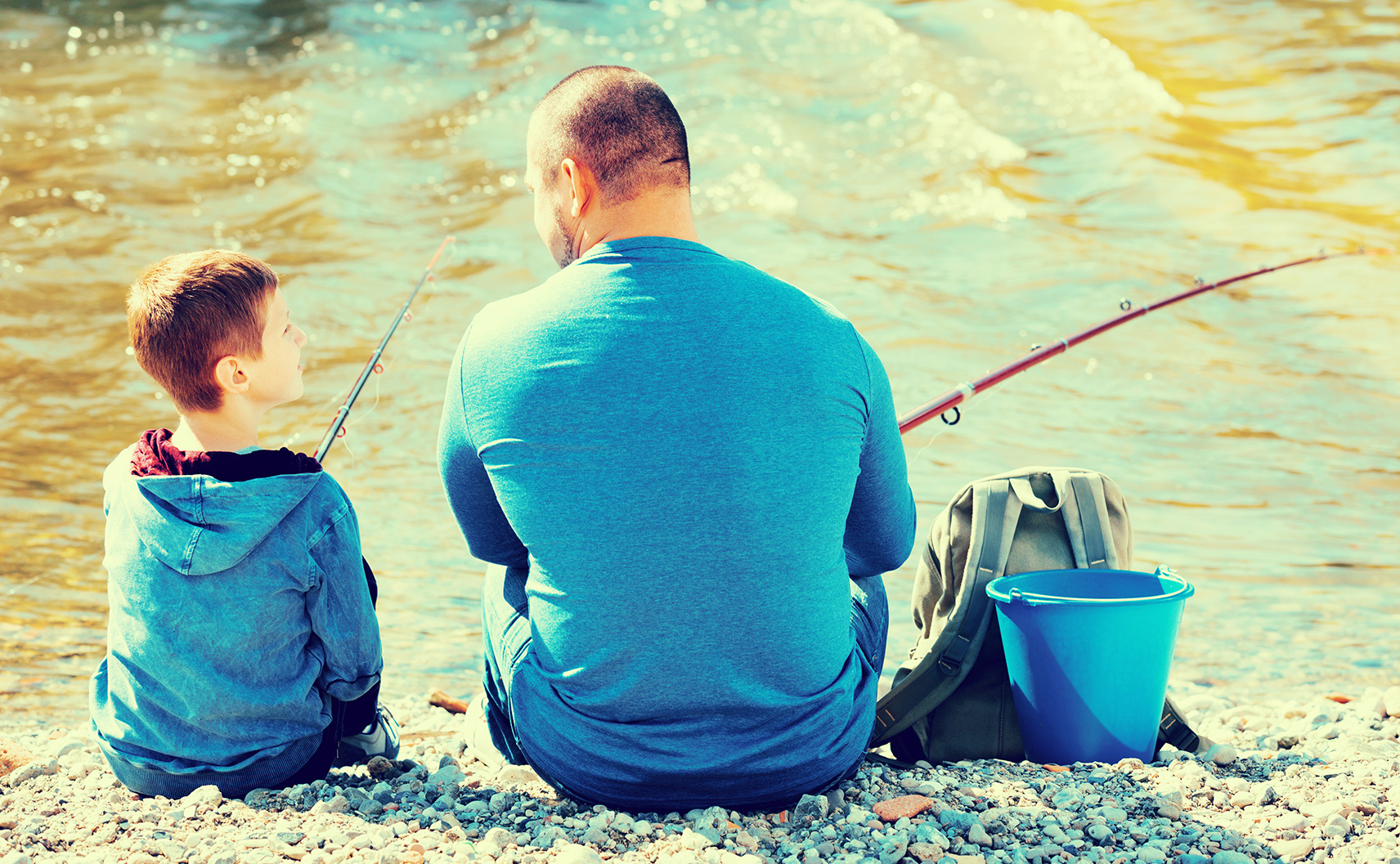 Father & son bonding over fishing